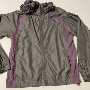 Coleman Windbreaker Rain Womens S/M Jacket Hooded ZipUp Gray Purple